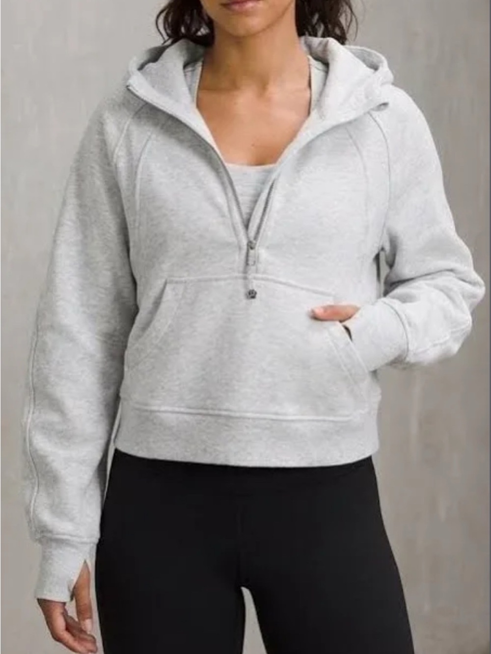 lululemon athletica Light Gray Half-Zip Hooded Sweatshirt